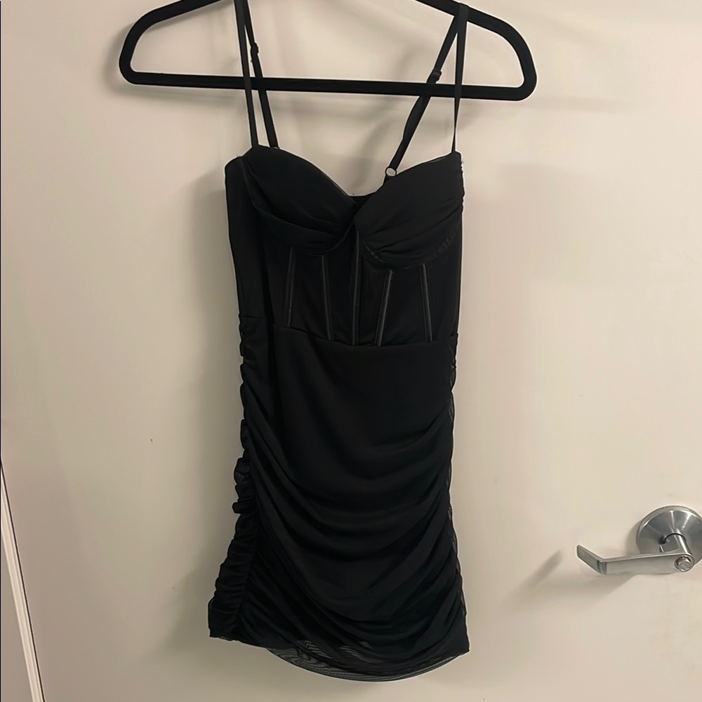 Elegant Black Ruched Dress
